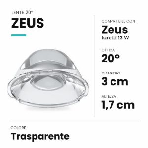 Ideal lux zeus lente 20° per faretti da incasso 13w trasparente