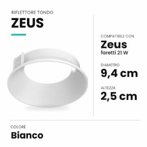 Ideal lux zeus riflettore tondo per faretti da incasso 21w bianco