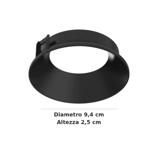 Ideal lux zeus riflettore tondo per faretti da incasso 21w nero