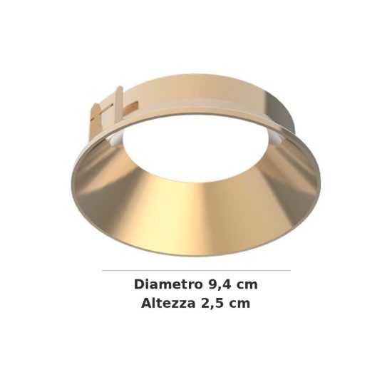 Ideal lux zeus riflettore tondo per faretti da incasso 21w oro