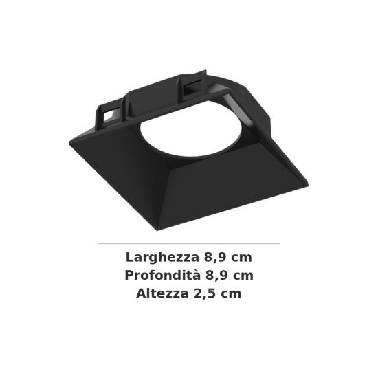 Ideal lux zeus riflettore quadrato per faretti da incasso 21w nero
