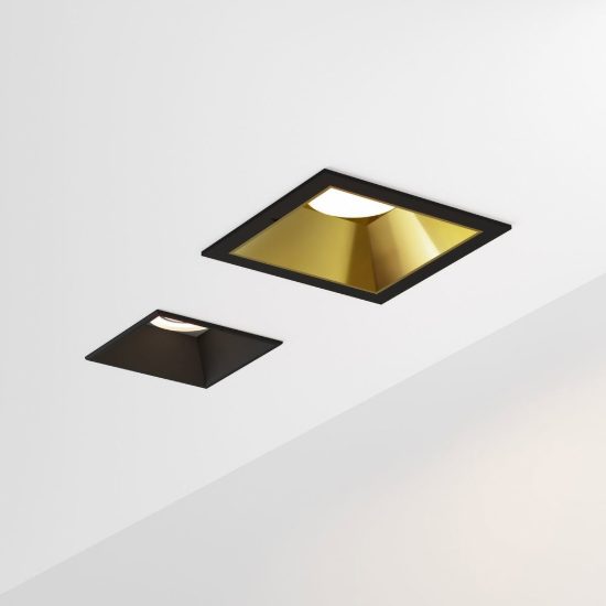 Ideal lux zeus riflettore quadrato per faretti da incasso 21w oro