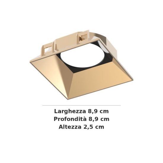 Ideal lux zeus riflettore quadrato per faretti da incasso 21w oro