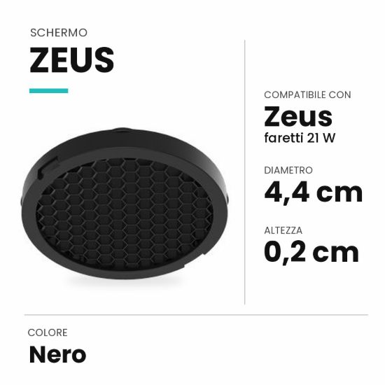 Ideal lux zeus schermo a nido d'ape per faretti da incasso 21w nero