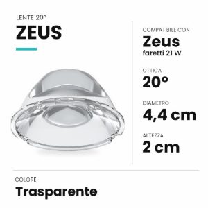 Ideal lux zeus lente 20° per faretti da incasso 21w trasparente