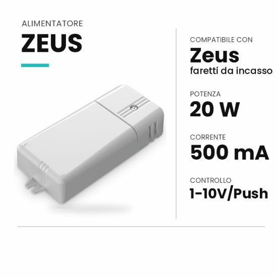 Ideal lux zeus alimentatore dimmerabile 1-10v/push 20w 500ma per faretti da incasso