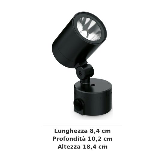 Ideal lux o-zone faretto da esterno prato orientabile led 13w 3000k 8,4cm cilindrico moderno nero