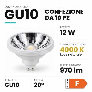 Ideal lux lampadina led gu10 riflettore 12w 4000k cromata confezione 10 pezzi