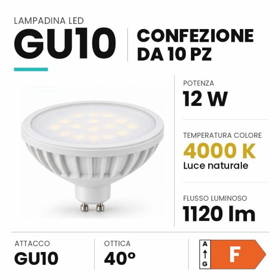 Ideal lux lampadina led gu10 riflettore 12w 4000k bianca confezione 10 pezzi