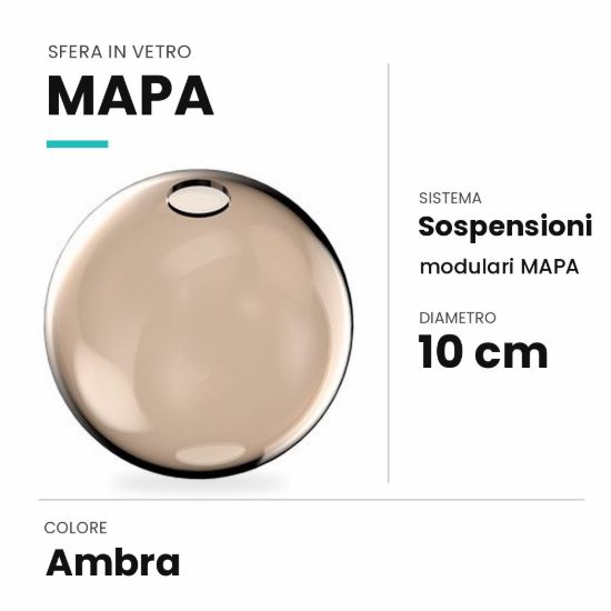Ideal lux mapa sfera in vetro ambra 10cm per sospensioni modulari