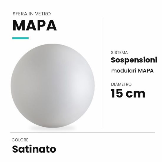 Ideal lux mapa sfera in vetro satinato 15cm per sospensioni modulari