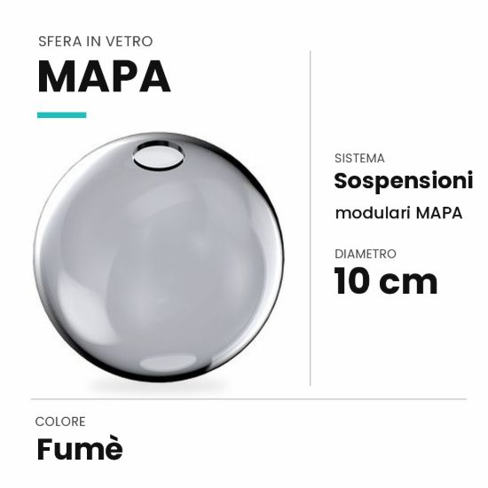 Ideal lux mapa sfera in vetro fumè 10cm per sospensioni modulari