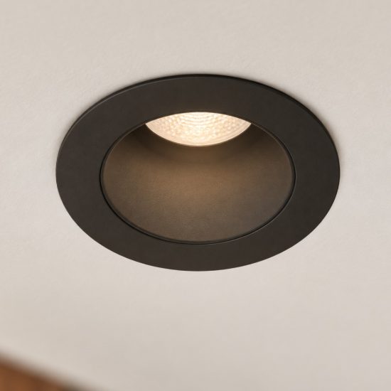 Ideal lux quark faretto da incasso per cartongesso 5w 3000k foro 3,5cm rotondo nero