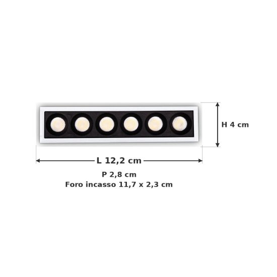 Ideal lux lika faretto da incasso per cartongesso led 10w 3000k foro 11,7x2,3cm lineare bianco