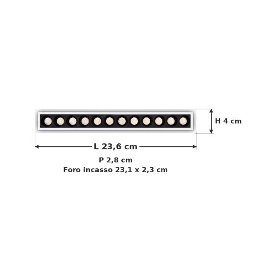 Ideal lux lika faretto da incasso per cartongesso led 20w 3000k foro 23,1x2,3cm lineare bianco