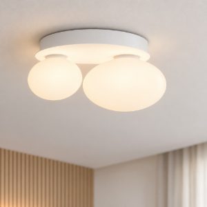 Ideal lux ninfea plafoniera due luci in vetro g9 led 3w 25cm per soggiorno moderna bianca