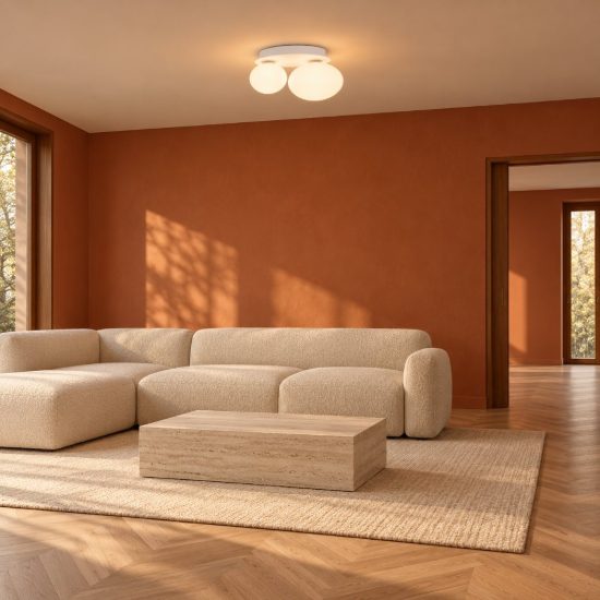 Ideal lux ninfea plafoniera due luci in vetro g9 led 3w 25cm per soggiorno moderna bianca