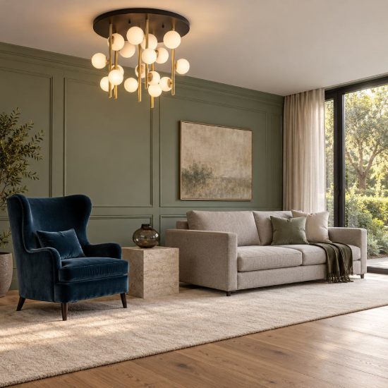 Ideal lux perlage plafoniera 18 luci per soggiorno con sfere in vetro bianco