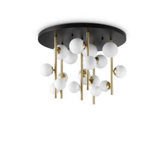 Ideal lux perlage plafoniera 18 luci per soggiorno con sfere in vetro bianco