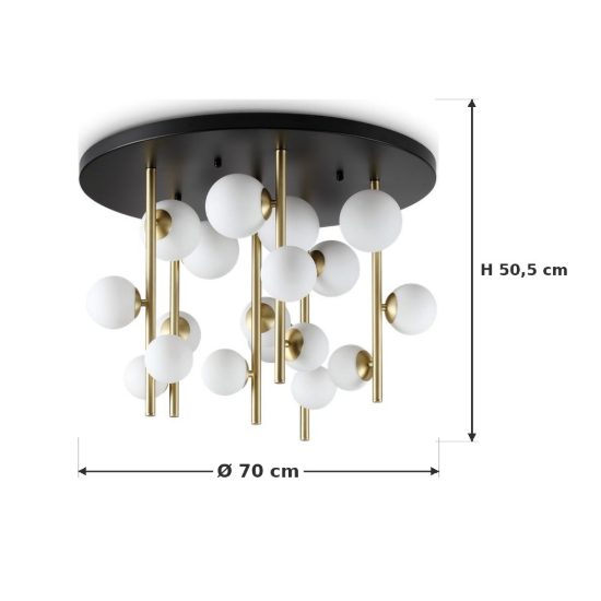Ideal lux perlage plafoniera 18 luci per soggiorno con sfere in vetro bianco