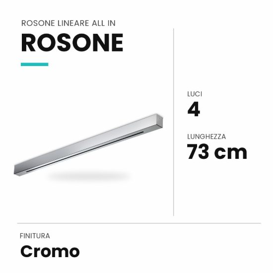 Ideal lux rosone lineare all in a 4 luci 73cm cromo