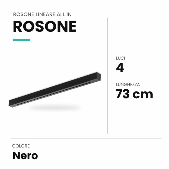Ideal lux rosone lineare all in a 4 luci 73cm nero
