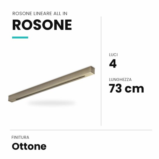 Ideal lux rosone lineare all in a 4 luci 73cm ottone