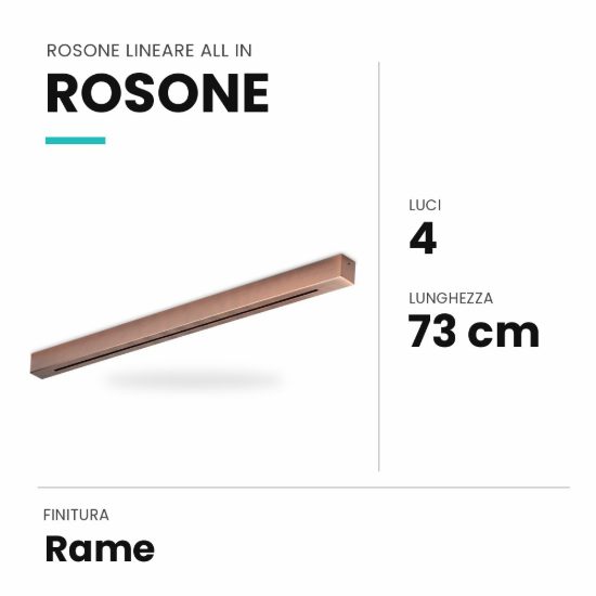 Ideal lux rosone lineare all in a 4 luci 73cm rame