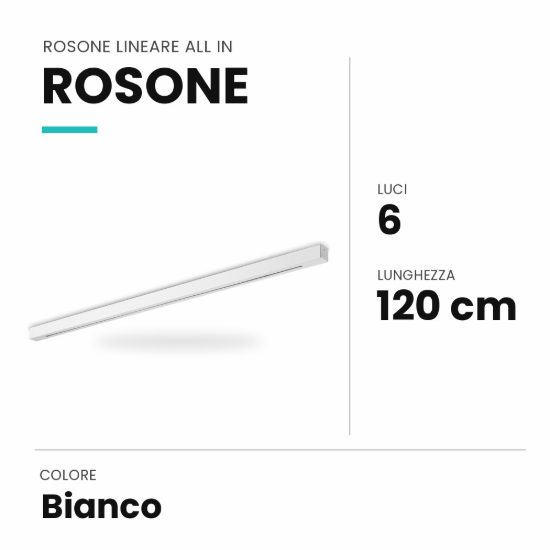 Ideal lux rosone lineare all in a 6 luci 120cm bianco