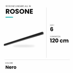 Ideal lux rosone lineare all in a 6 luci 120cm nero
