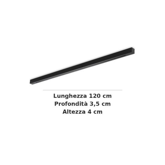 Ideal lux rosone lineare all in a 6 luci 120cm nero