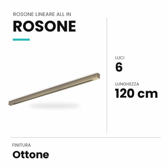 Ideal lux rosone lineare all in a 6 luci 120cm ottone