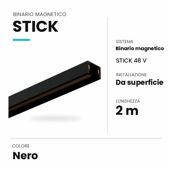 Ideal lux stick binario magnetico 48v da superficie 2m nero