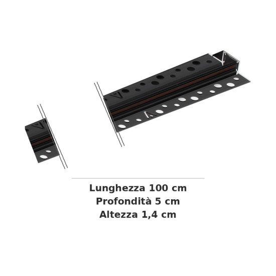 Ideal lux stick binario magnetico 48v da incasso 1m nero