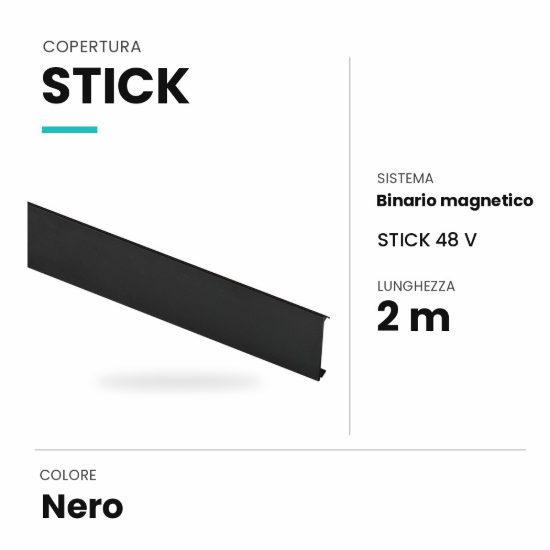 Ideal lux stick copertura 2m per binario magnetico nera
