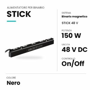 Ideal lux stick alimentatore da binario on-off 150w 48v per binario magnetico nero