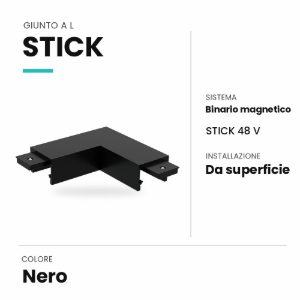 Ideal lux stick giunto a l per binario magnetico da superficie nero