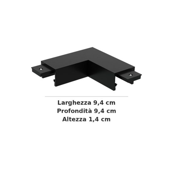 Ideal lux stick giunto a l per binario magnetico da superficie nero