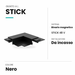 Ideal lux stick giunto a l per binario magnetico da incasso nero