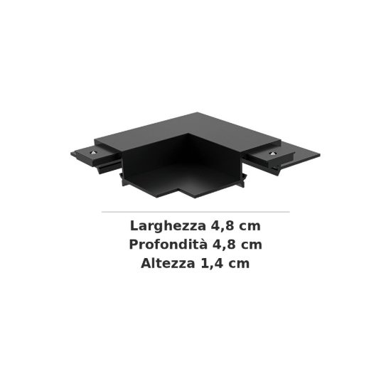 Ideal lux stick giunto a l per binario magnetico da incasso nero