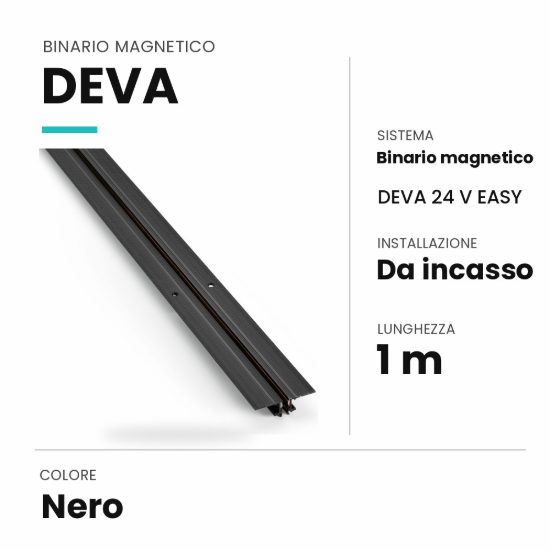 Ideal lux deva binario magnetico 24v da incasso easy 1m nero