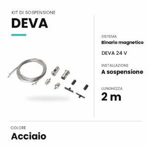 Ideal lux deva kit di sospensione 2m per binario magnetico da superficie acciaio