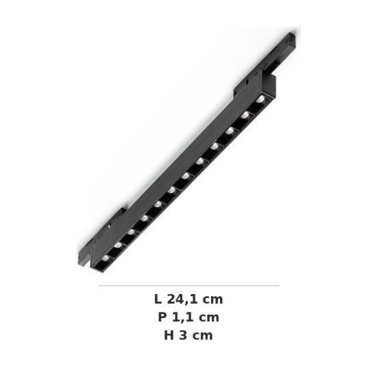 Ideal lux deva accent faretto lineare per binario magnetico led 10w 3000k 24,1cm moderno nero