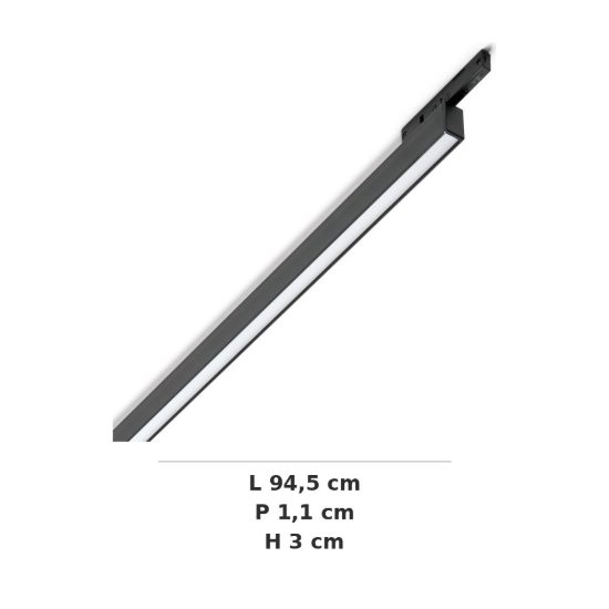 Ideal lux deva wide outer faretto lineare per binario magnetico led 21w 3000k 94,5cm moderno nero