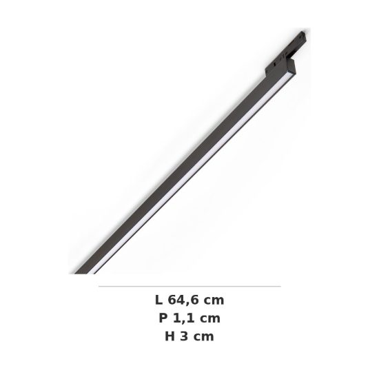 Ideal lux deva wide outer faretto lineare per binario magnetico led 12w 3000k 64,6cm moderno nero