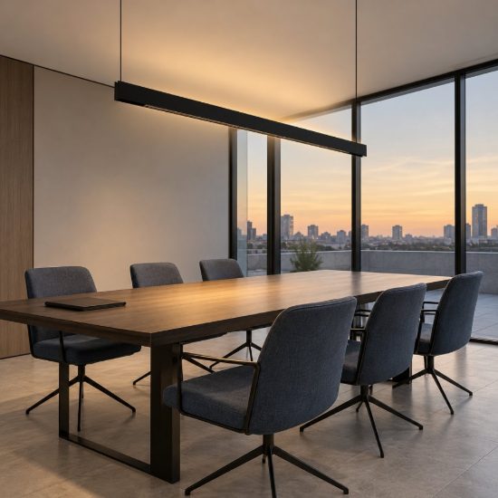Ideal lux steel lampadario lineare biemissione fascio stretto led 36w 3000k 120cm per cucina nero