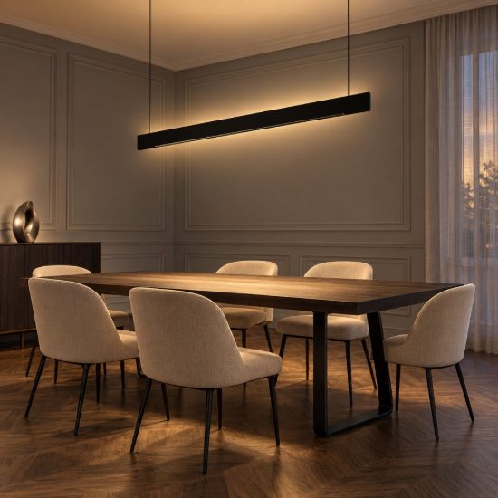 Ideal lux steel lampadario lineare biemissione fascio stretto led 36w 3000k 120cm per cucina nero