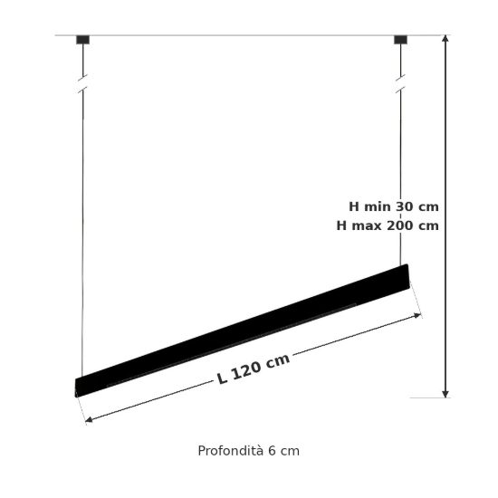 Ideal lux steel lampadario lineare biemissione fascio stretto led 36w 3000k 120cm per cucina nero
