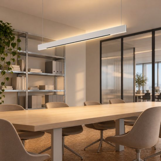 Ideal lux steel lampadario lineare biemissione fascio stretto led 36w 3000k 120cm per cucina bianco
