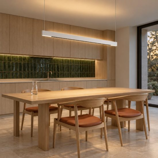 Ideal lux steel lampadario lineare biemissione fascio stretto led 36w 3000k 120cm per cucina bianco